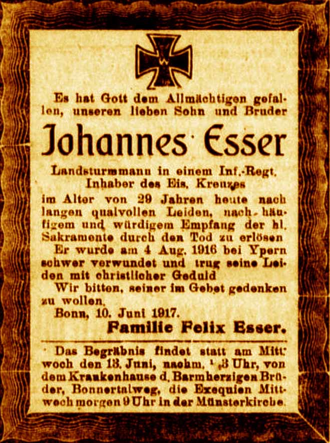 Anzeige im General-Anzeiger vom 12. Juni 1917