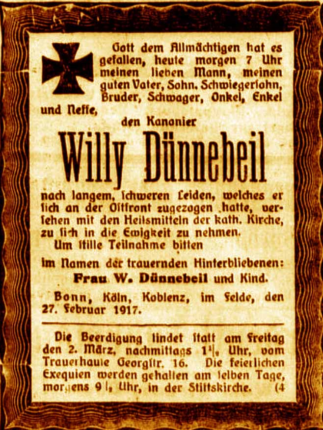 Anzeige im General-Anzeiger vom 1. März 1917