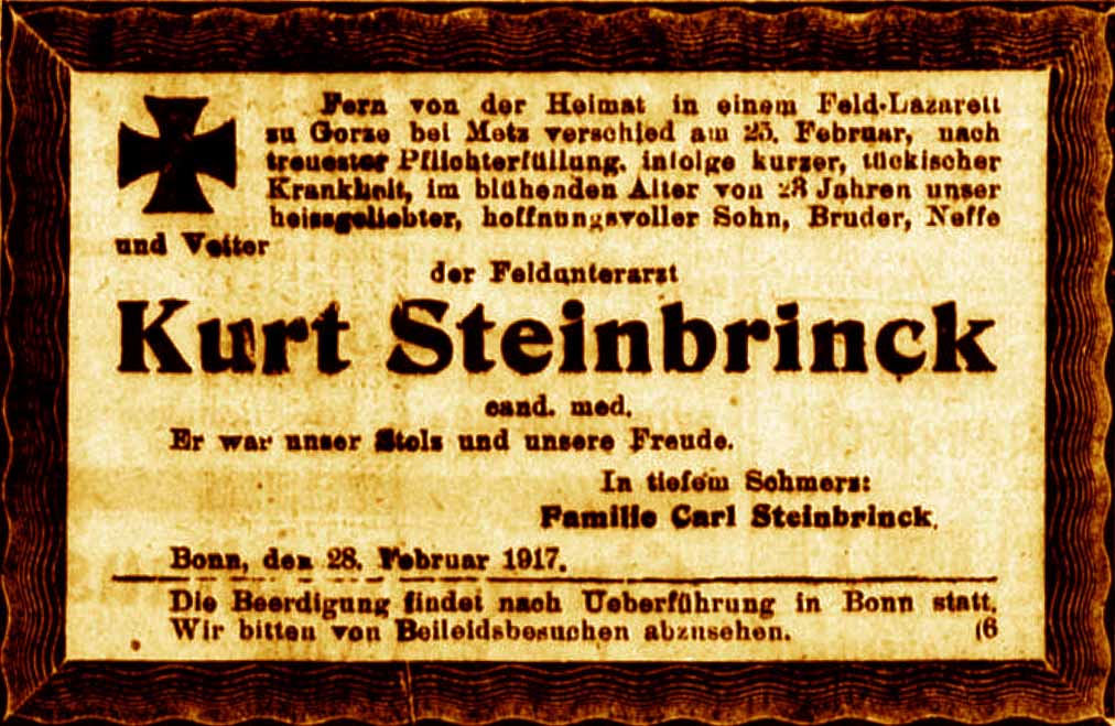 Anzeige im General-Anzeiger vom 3. März 1917