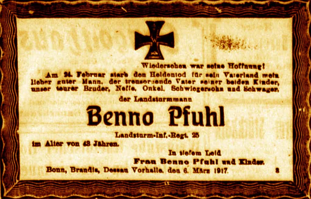 Anzeige im General-Anzeiger vom 7. März 1917