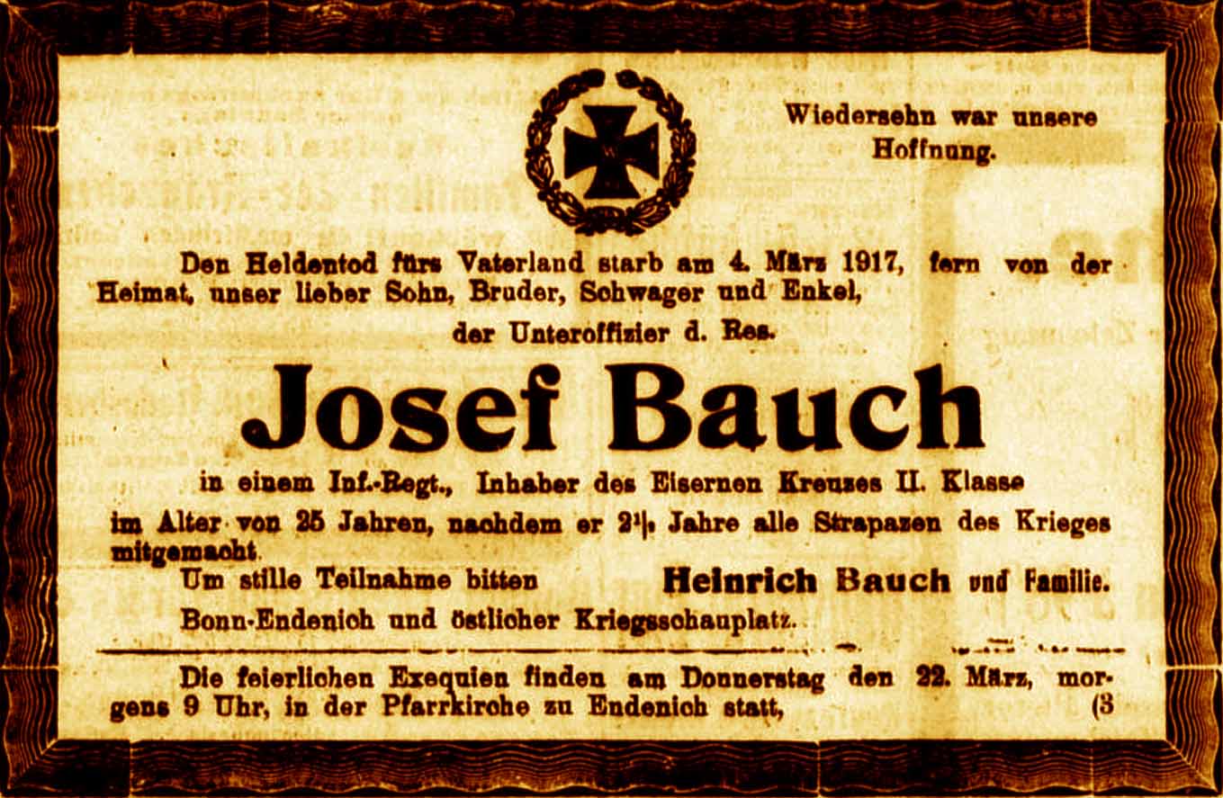 Anzeige im General-Anzeiger vom 14. März 1917