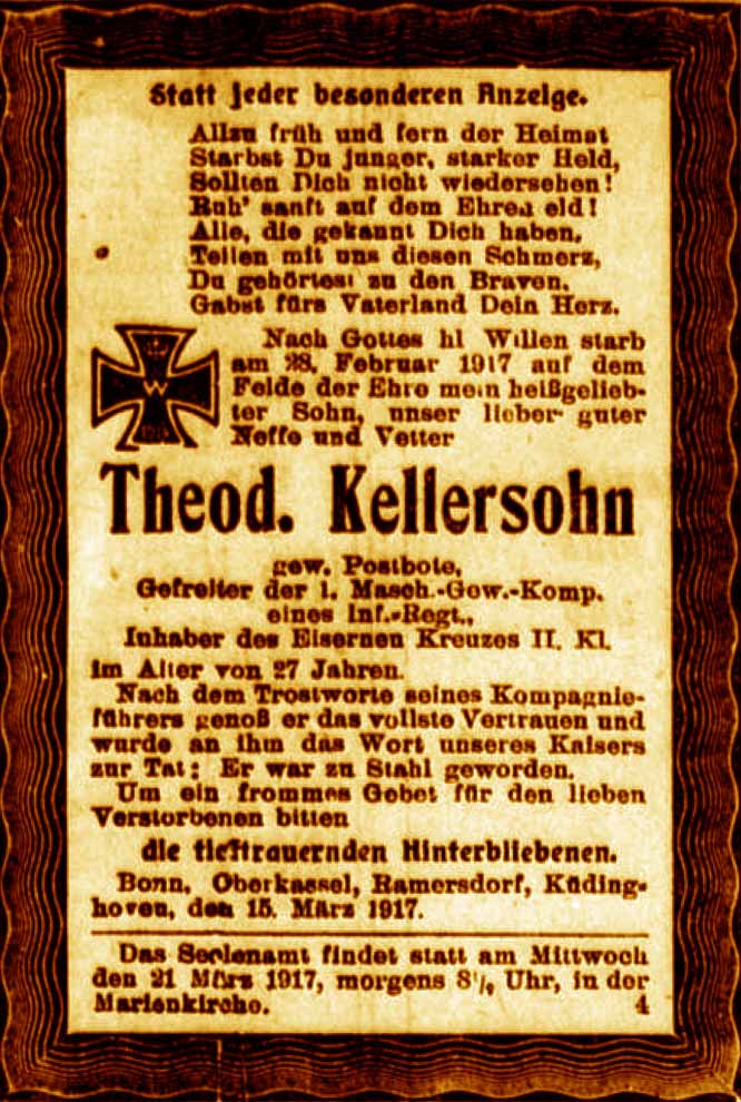 Anzeige im General-Anzeiger vom 15. März 1917