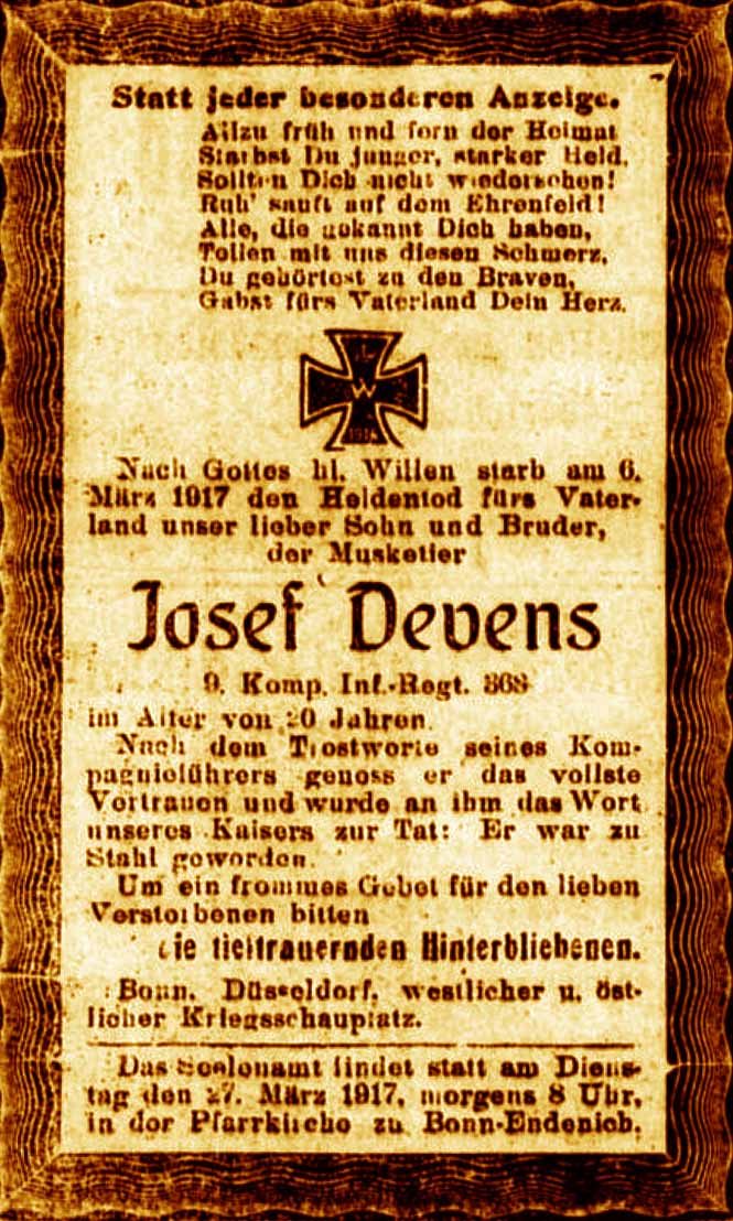 Anzeige im General-Anzeiger vom 24. März 1917
