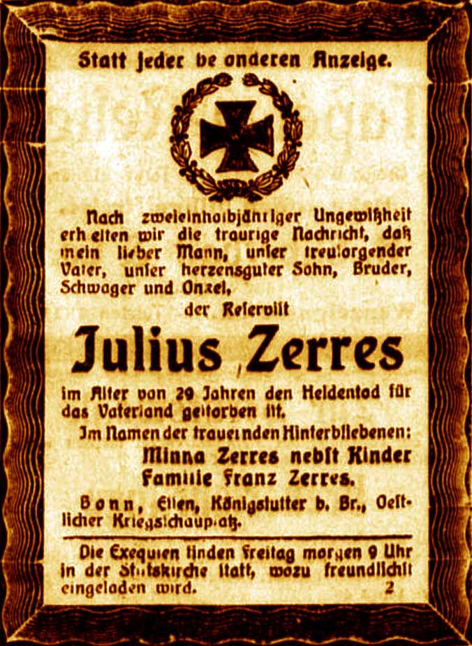 Anzeige im General-Anzeiger vom 28. März 1917