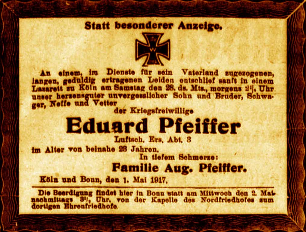 Anzeige im General-Anzeiger vom 1. Mai 1917