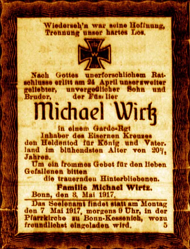 Anzeige im General-Anzeiger vom 4. Mai 1917
