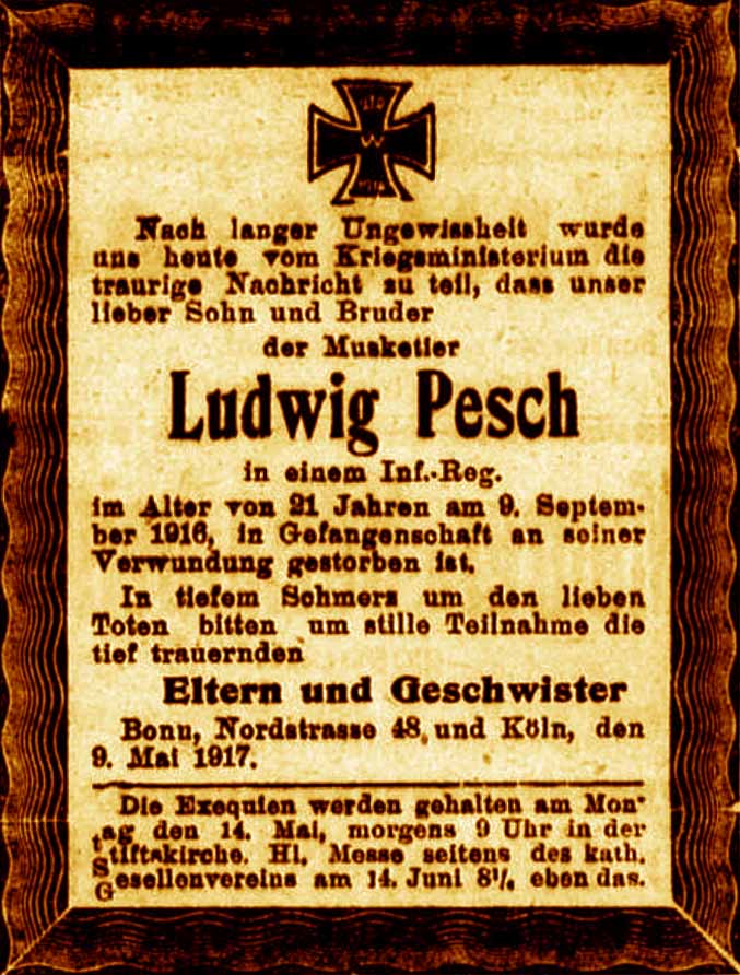 Anzeige im General-Anzeiger vom 10. Mai 1917