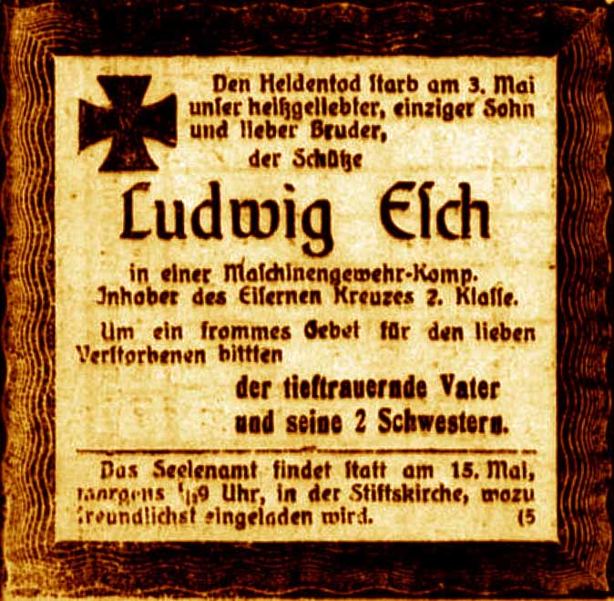 Anzeige im General-Anzeiger vom 11. Mai 1917