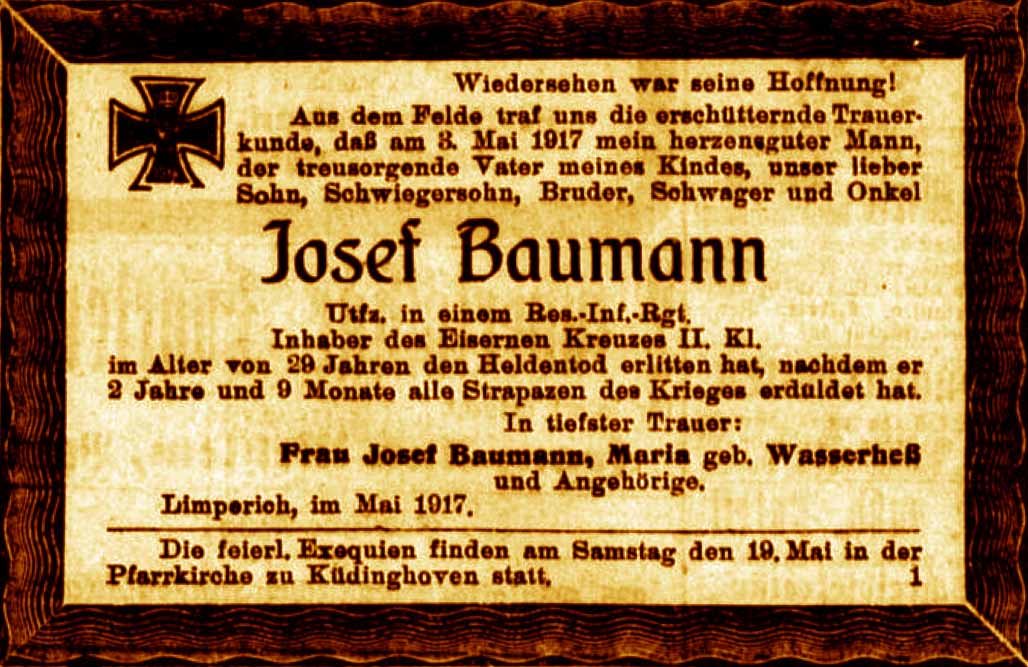 Anzeige im General-Anzeiger vom 14. Mai 1917