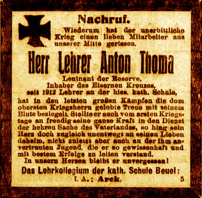 Anzeige im General-Anzeiger vom 18. Mai 1917