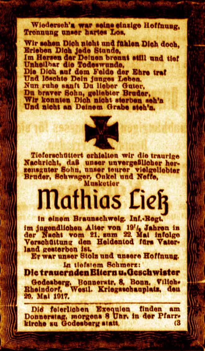Anzeige im General-Anzeiger vom 30. Mai 1917