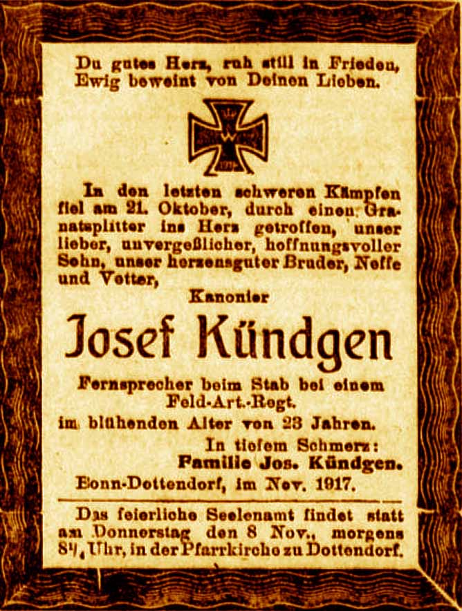 Anzeige im General-Anzeiger vom 7. November 1917