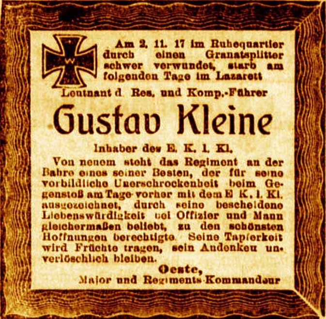 Anzeige im General-Anzeiger vom 8. November 1917