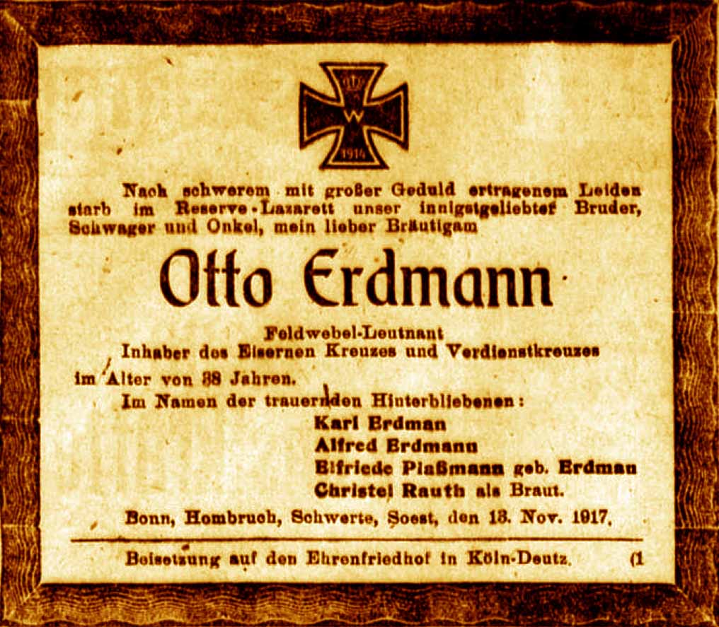 Anzeige im General-Anzeiger vom 19. November 1917