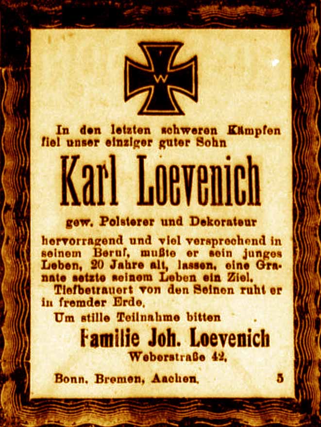 Anzeige im General-Anzeiger vom 19. Oktober 1917