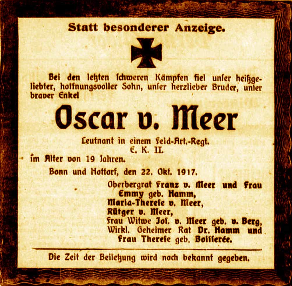 Anzeige im General-Anzeiger vom 23. Oktober 1917