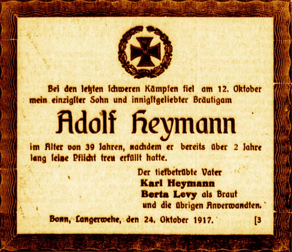 Anzeige im General-Anzeiger vom 23. Oktober 1917
