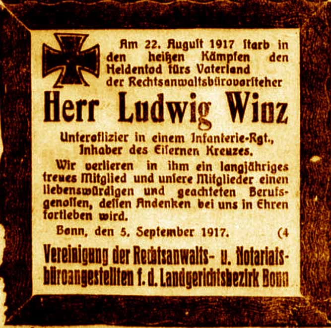 Anzeige im General-Anzeiger vom 6. September 1917