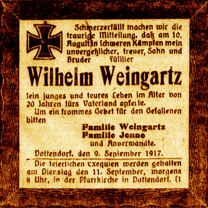 Anzeige im General-Anzeiger vom 10. September 1917