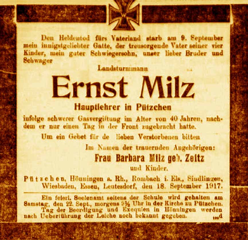 Anzeige in der Deutschen Reichs-Zeitung vom 19. September 1917
