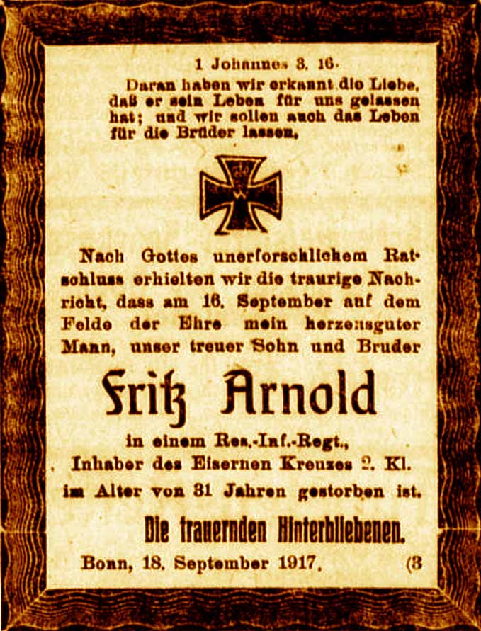 Anzeige im General-Anzeiger vom 19. September 1917