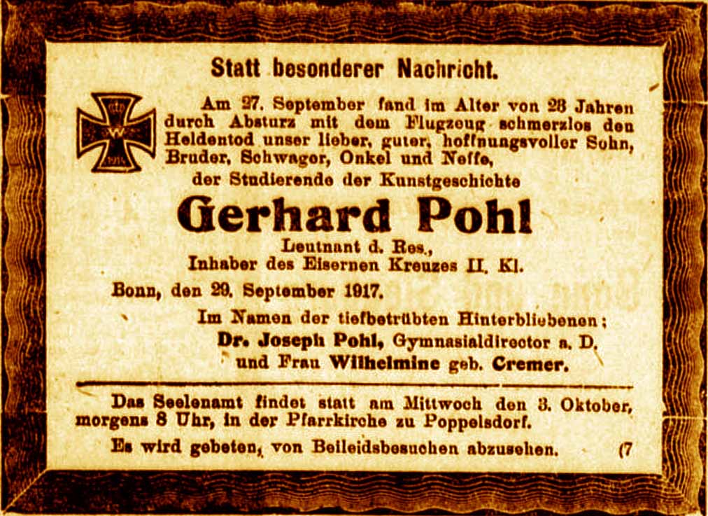 Anzeige im General-Anzeiger vom 30. September 1917