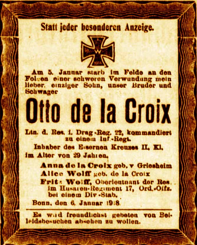 Anzeige im General-Anzeiger vom 8. Januar 1918