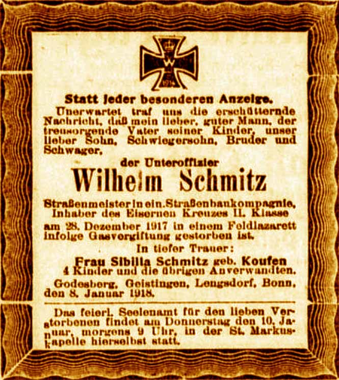 Anzeige im General-Anzeiger vom 8. Januar 1918