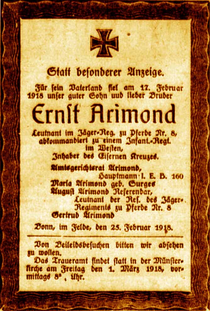 Anzeige im General-Anzeiger vom 26. Februar 1918