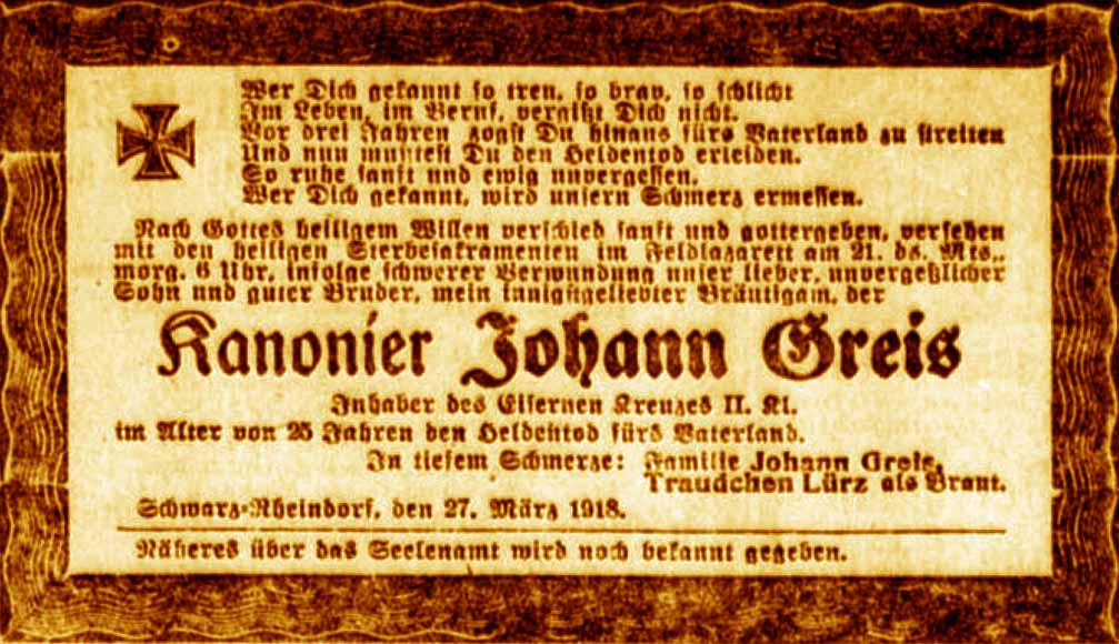Anzeige im General-Anzeiger vom 27. März 1918