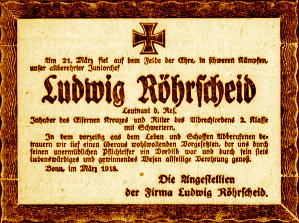 Anzeige im General-Anzeiger vom 28. März 1918