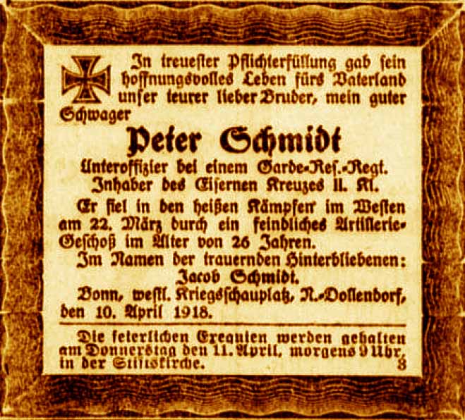 Anzeige im General-Anzeiger vom 10. April 1918