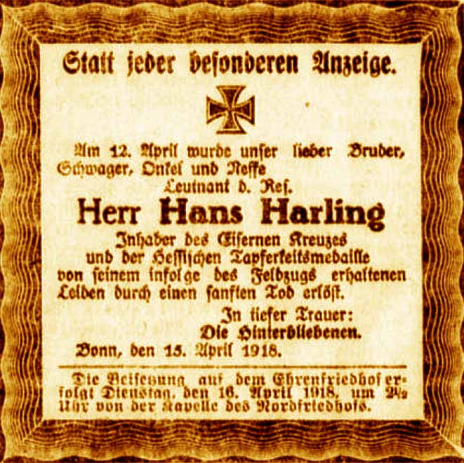 Anzeige im General-Anzeiger vom 16. April 1918