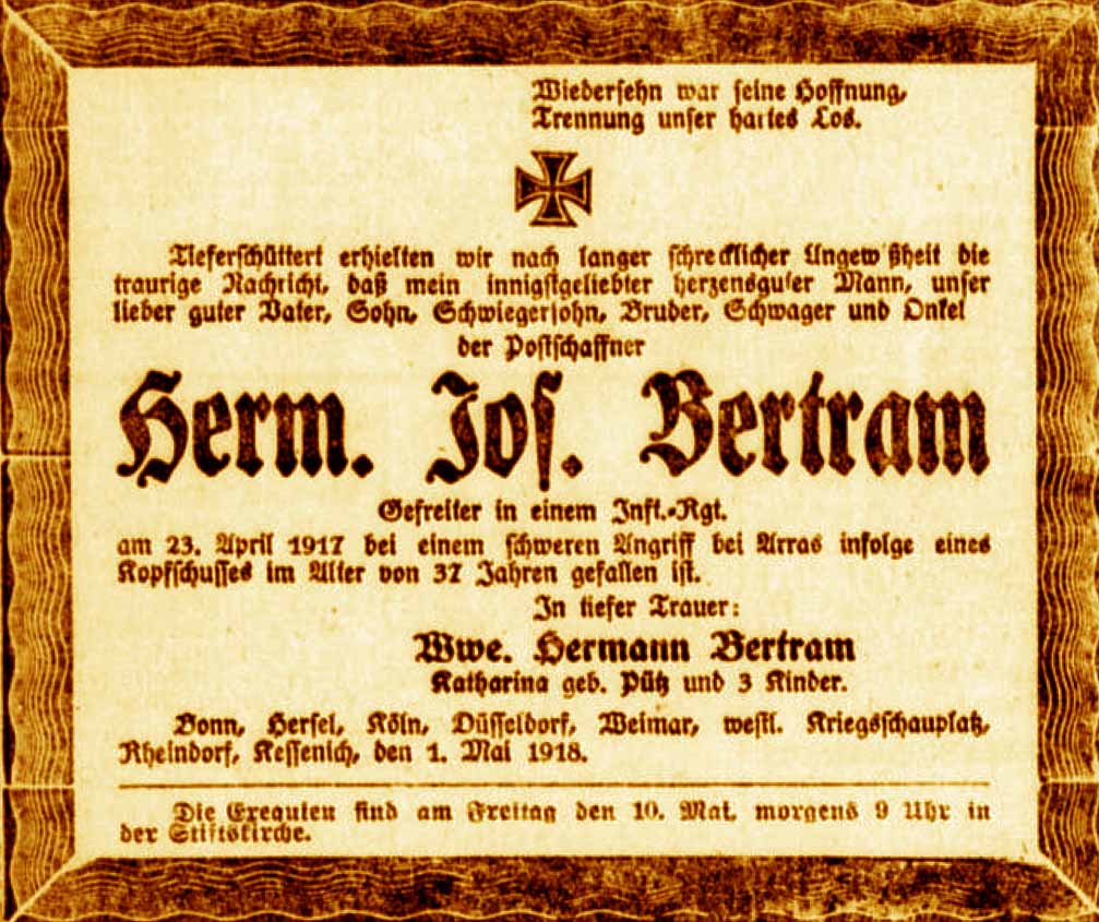 Anzeige im General-Anzeiger vom 2. Mai 1918