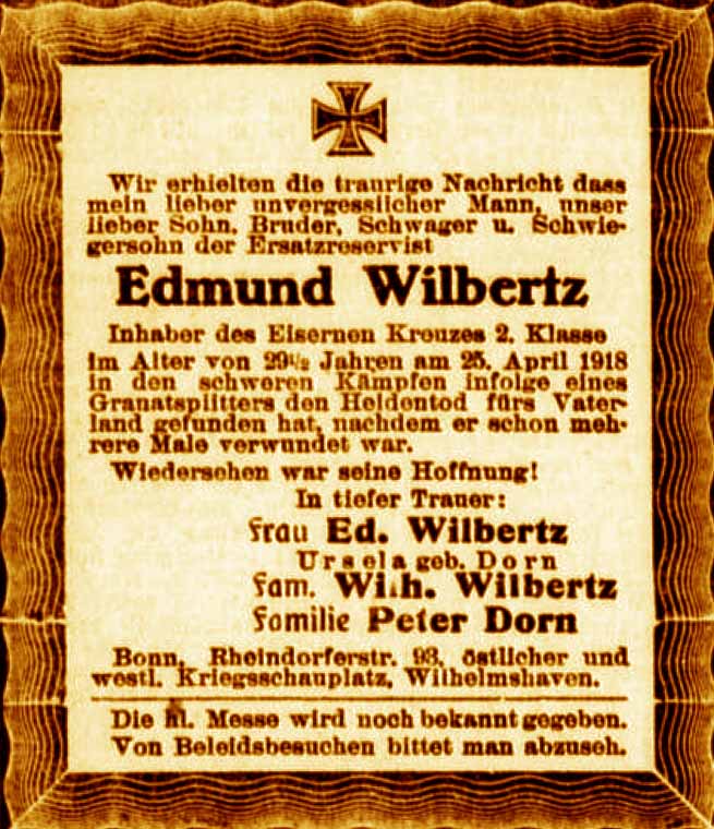 Anzeige im General-Anzeiger vom 5. Mai 1918