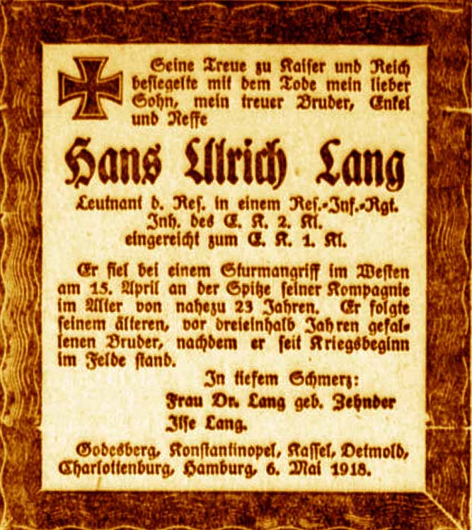 Anzeige im General-Anzeiger vom 7. Mai 1918