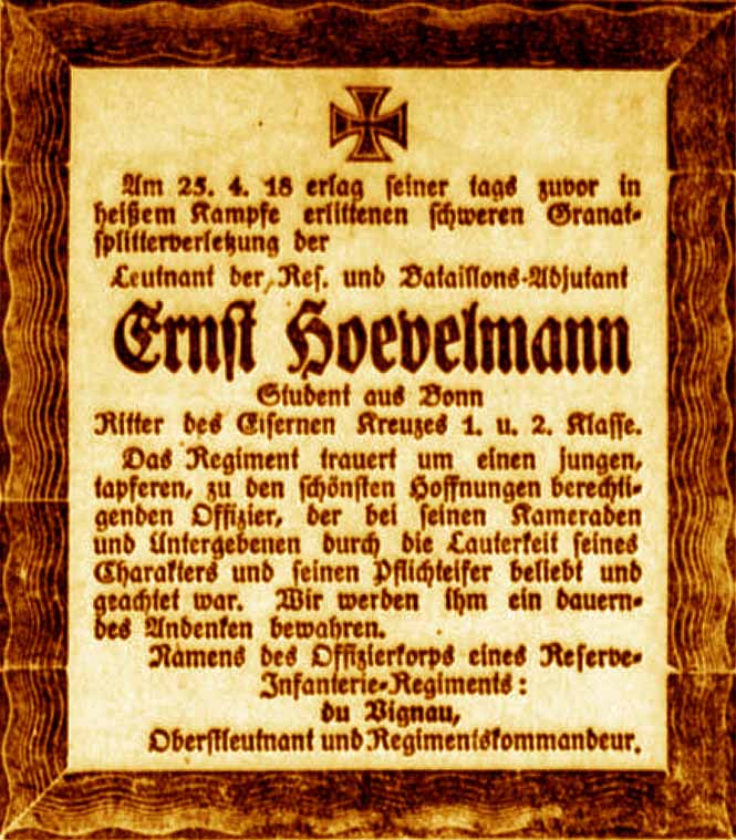 Anzeige im General-Anzeiger vom 16. Mai 1918