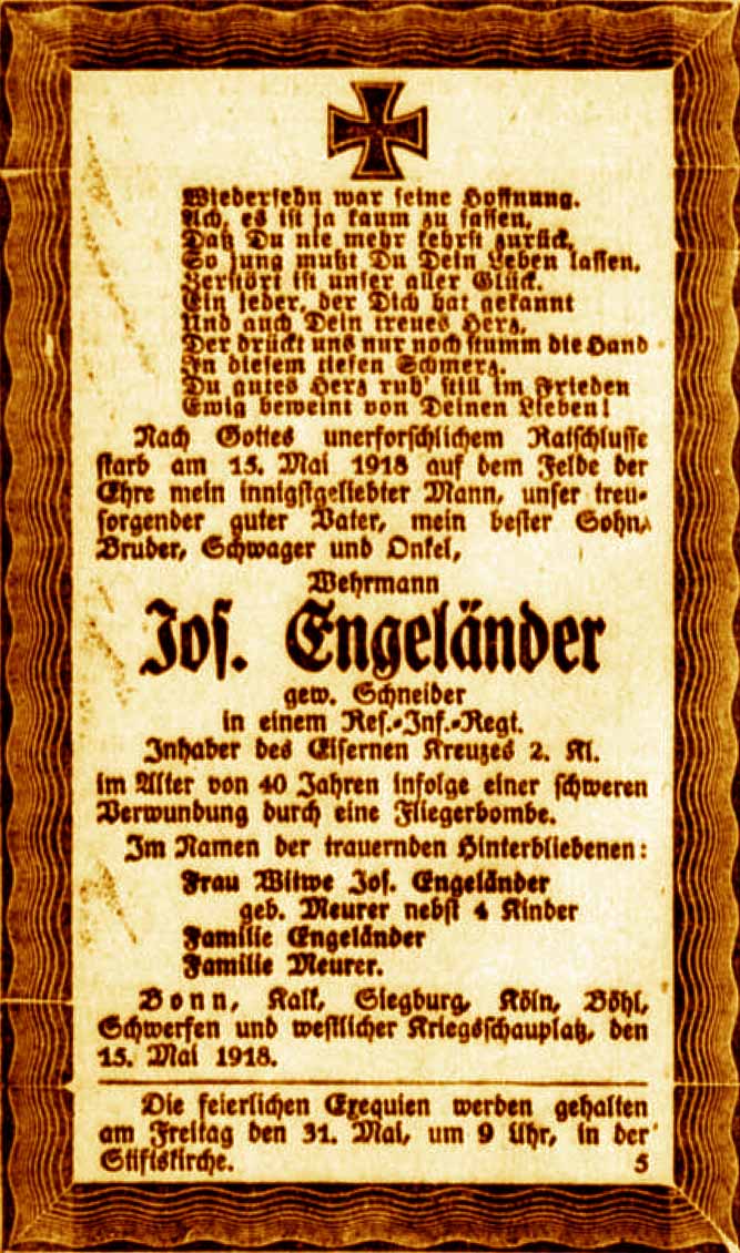 Anzeige im General-Anzeiger vom 24. Mai 1918