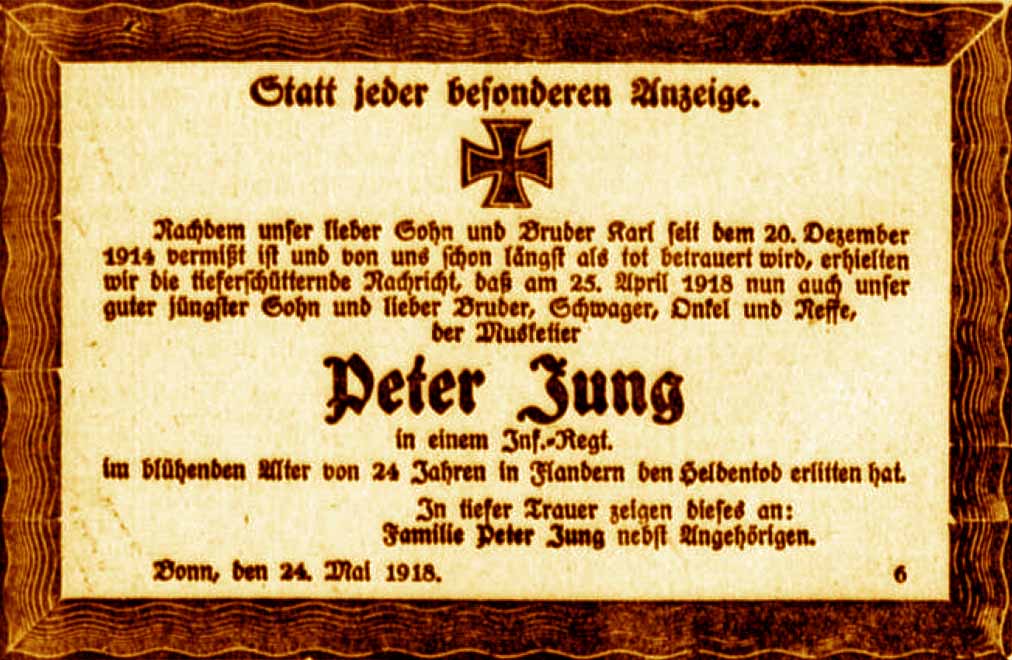 Anzeige im General-Anzeiger vom 25. Mai 1918