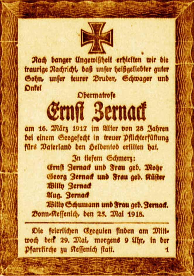 Anzeige im General-Anzeiger vom 27. Mai 1918