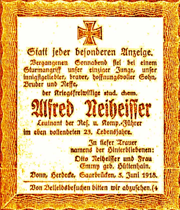 Anzeige im General-Anzeiger vom 6. Juni 1918