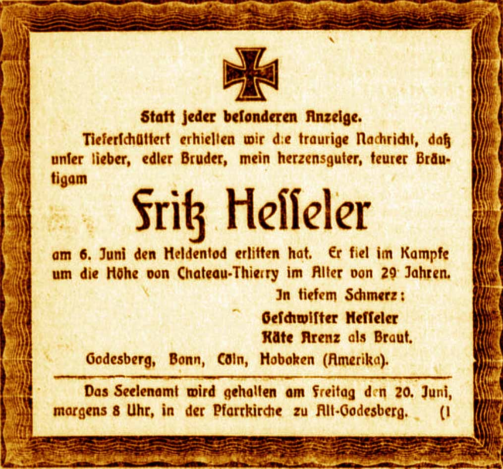 Anzeige im General-Anzeiger vom 17. Juni 1918