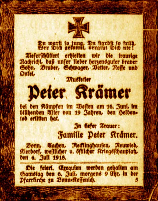 Anzeige im General-Anzeiger vom 5. Juli 1918