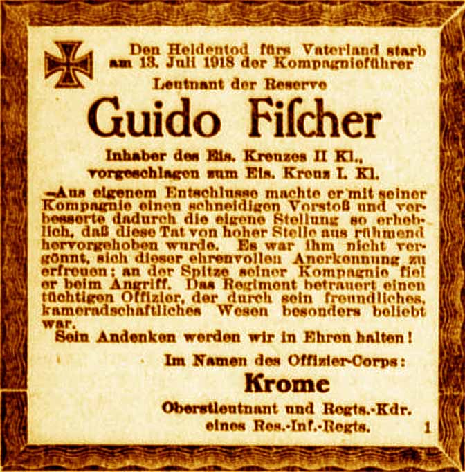 Anzeige im General-Anzeiger vom 22. Juli 1918