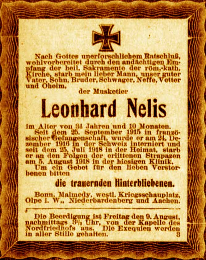Anzeige im General-Anzeiger vom 7. August 1918
