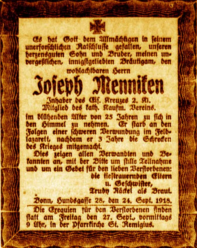 Anzeige im General-Anzeiger vom 24. September 1918